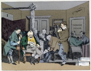 Zehn Uhr: Zeitungen lesen, Mittagessen, Federn schneiden - in „Administrative Sitten“ von Henri Monnier