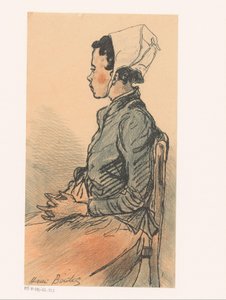 Seitenansicht einer jungen Frau auf einem Stuhl von Henri Boutet