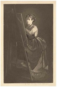 Am Staffelei – Porträt der Künstlerin Jeanne Gonzalès von Henri Charles Guérard