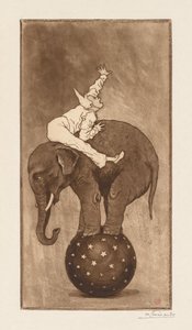 Elefant und Clown, ca. 1889 von Henri Charles Guérard