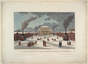 Das Kaiserliche Bolschoi-Kamenny-Theater in Sankt Petersburg, um 1811 von Henri Courvoisier Voisin