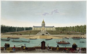 Ansicht des Champ de Mars und des Hôtel des Invalides von der anderen Seite der Seine (Cours la Reine) - in „Vues de Paris“ von Courvoisier von Henri Courvoisier Voisin