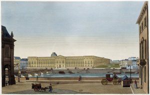 Ansicht des Louvre und der Pont des Arts vom linken Ufer - in „Vues de Paris“ von Courvoisier