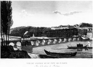 Ansicht des Schlosses und der Brücke von Saint-Cloud
