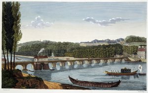 Ansicht des Schlosses und der Brücke von St. Cloud - in „Vues de Paris“ von Courvoisier