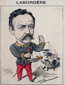 Jean Marie Arthur Labordere, französischer Militär, Politiker, Senator für die Seine - Karikatur von Henri Demare in „Les Hommes d
