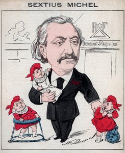 Sextius Michel (1827 - 1906) Politiker und provenzalischer Schriftsteller der okzitanischen Sprache - Karikatur von Henri Demare in „Les Hommes d