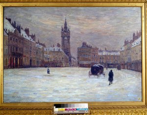 Der Paradeplatz in Douai im Schnee