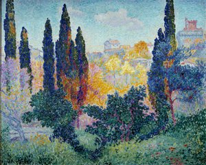 Die Zypressen in Cagnes von Henri Edmond Cross