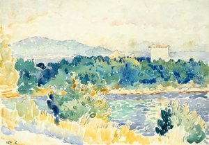 Mittelmeerlandschaft mit einem weißen Haus von Henri Edmond Cross