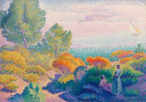 Zwei Frauen am Ufer, Mittelmeer von Henri Edmond Cross