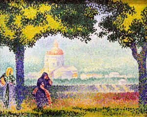 Ansicht der Kirche Santa Maria degli Angeli bei Assisi, 1909 von Henri Edmond Cross