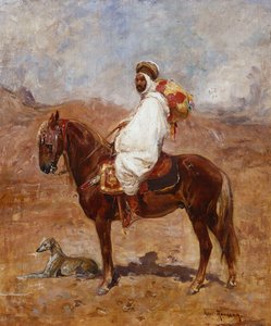 Ein Araber auf einem Pferd in einer Wüstenlandschaft von Henri Emilien Rousseau