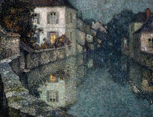 Häuser am Kanal, Nemours von Henri Eugene Augustin Le Sidaner