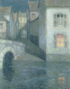 Häuser am Fluss, Chartres, 1929 von Henri Eugene Augustin Le Sidaner