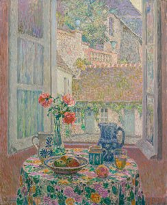 Tisch mit Blick auf den Hof von Henri Eugene Augustin Le Sidaner