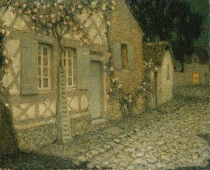 Das Haus des Gärtners im Mondlicht, Gerberoy von Henri Eugene Augustin Le Sidaner