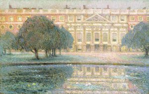 Der Palast, Sommermorgen (Hampton Court) von Henri Eugene Augustin Le Sidaner