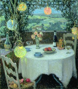 Der Tisch unter Laternen von Henri Eugene Augustin Le Sidaner