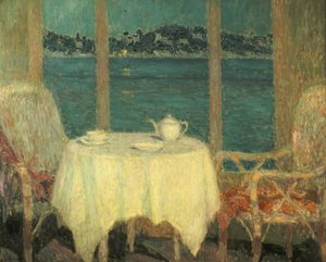 Die Terrasse vor der Bucht von St. Tropez von Henri Eugene Augustin Le Sidaner