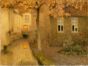 Ein Kanal in Brügge bei Dämmerung von Henri Eugene Le Sidaner