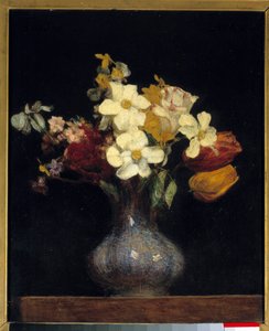 Narzissen und Tulpen. Gemälde von Henri Fantin Latour von Ignace Henri Jean Fantin Latour