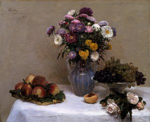 Weiße Rosen und Chrysanthemen in einer Vase