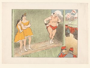 Drei Schauspieler auf einer Bühne von Henri Gabriel Ibels