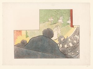 Mann schaut aus einer Loge auf eine Theatervorstellung von Henri Gabriel Ibels