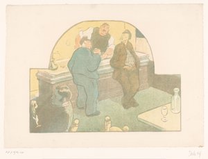 Vier Männer in einem Bistro (Vorstellungen des Théâtre Libre) von Henri Gabriel Ibels