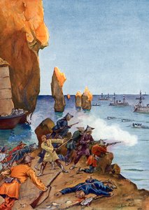 Kolonisierung von Tonkin: Der französische Admiral Amédée Courbet führt seine Flotte in die Along-Bucht (Ha Long) im August 1883, Vietnam von Henri Gaston Darien