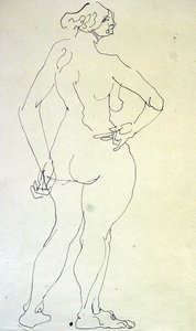 Weiblicher Akt mit Hand auf der Hüfte