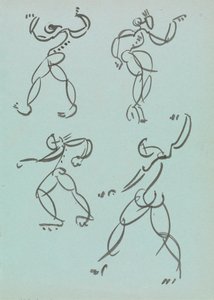 Vier Studien von tanzenden Figuren