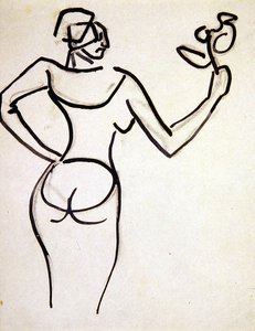 Dame mit einem Blumenstrauß von Henri Gaudier Brzeska