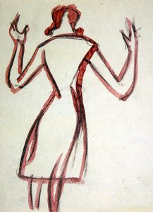 Frau von hinten, Arme erhoben