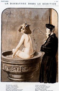 Der Teufel im Weihwasserbecken - von Henry Gerbault (1863-1930), in „Fantasio“ vom 01.02.1926 von Henri Gerbault