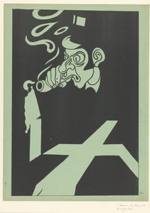Bazouge zündet eine Pfeife an einer Kerze neben einem Sarg an von Henri Gustave Jossot