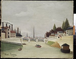 Ansicht der Grenelle-Brücke und des Trocadero in Paris von Henri J.F. Rousseau