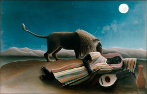 Die schlafende Zigeunerin (Gemälde von Henry Rousseau dit le Douane Rousseau)