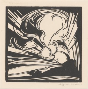 Wolken und Sonnenstrahlen über einer Landschaft von Henri Jonas (signed by artist)
