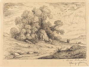 Baumgruppe mit Felsen von Henri Joseph Harpignies