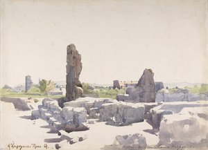 Blick auf das Kolosseum von der Basilika des Domitian und dem Flavischen Palast, Rom von Henri Joseph Harpignies
