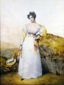 Porträt einer Dame in einer Landschaft von Henri Joseph Hesse