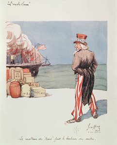 Karikatur von Onkel Sam zur Zeit des Ersten Weltkriegs, 1915