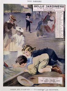 Kinder spielen Boote im Tuileriengarten von Henri Jules Jean Geoffroy