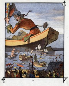 Lemuel Gulliver verabschiedet sich von den Lilliputanern. Illustration für „Gulliver