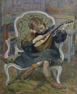 Mädchen spielt Mandoline von Henri Lebasque