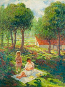 Mutter und Kind in einer Landschaft, 1900