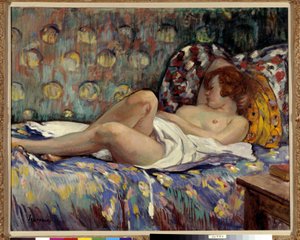 Nu Longe. Gemälde von Henri Lebasque (1865-1937). Sammlung Fondation Regards de Provence, Marseille von Henri Lebasque