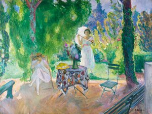 Zwei Frauen in einem Sommergarten, ca. 1923